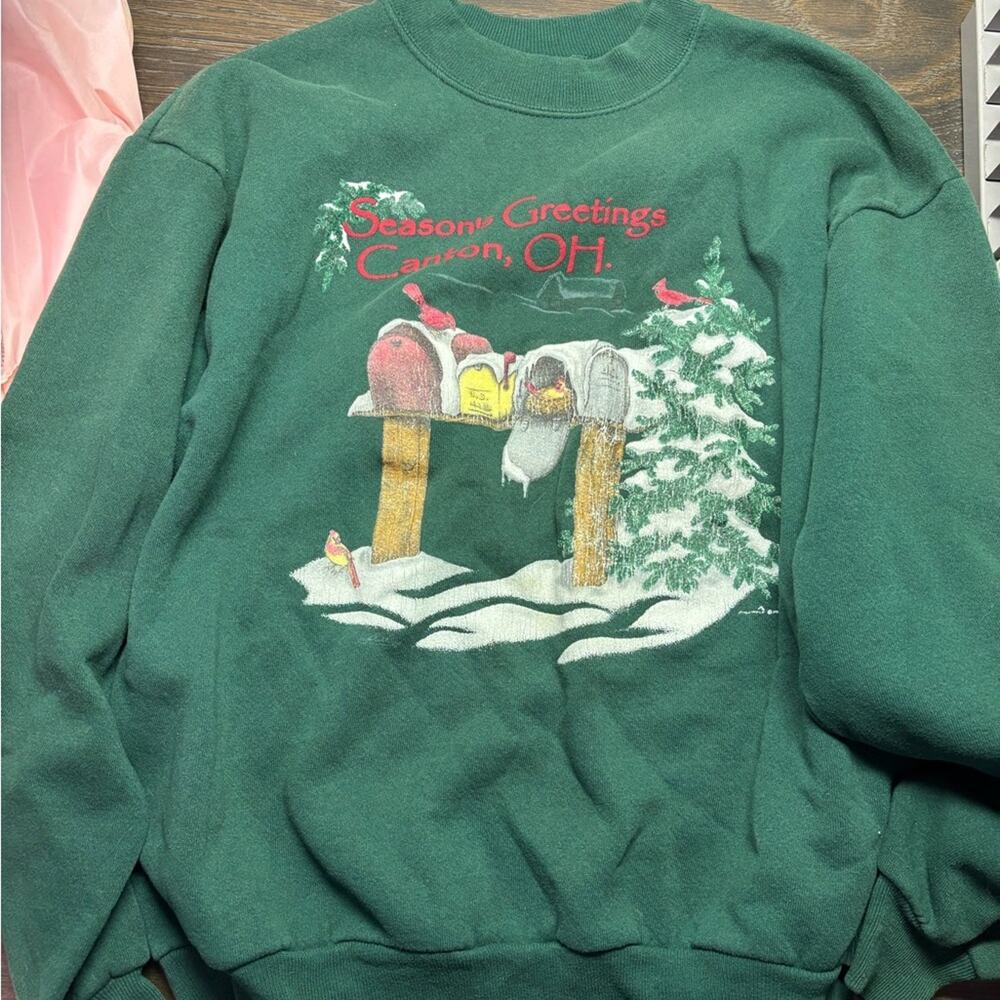 Vintage Lee Green ‘Season’s Greetings Canton, OH’ Sweatshirt Made in USA